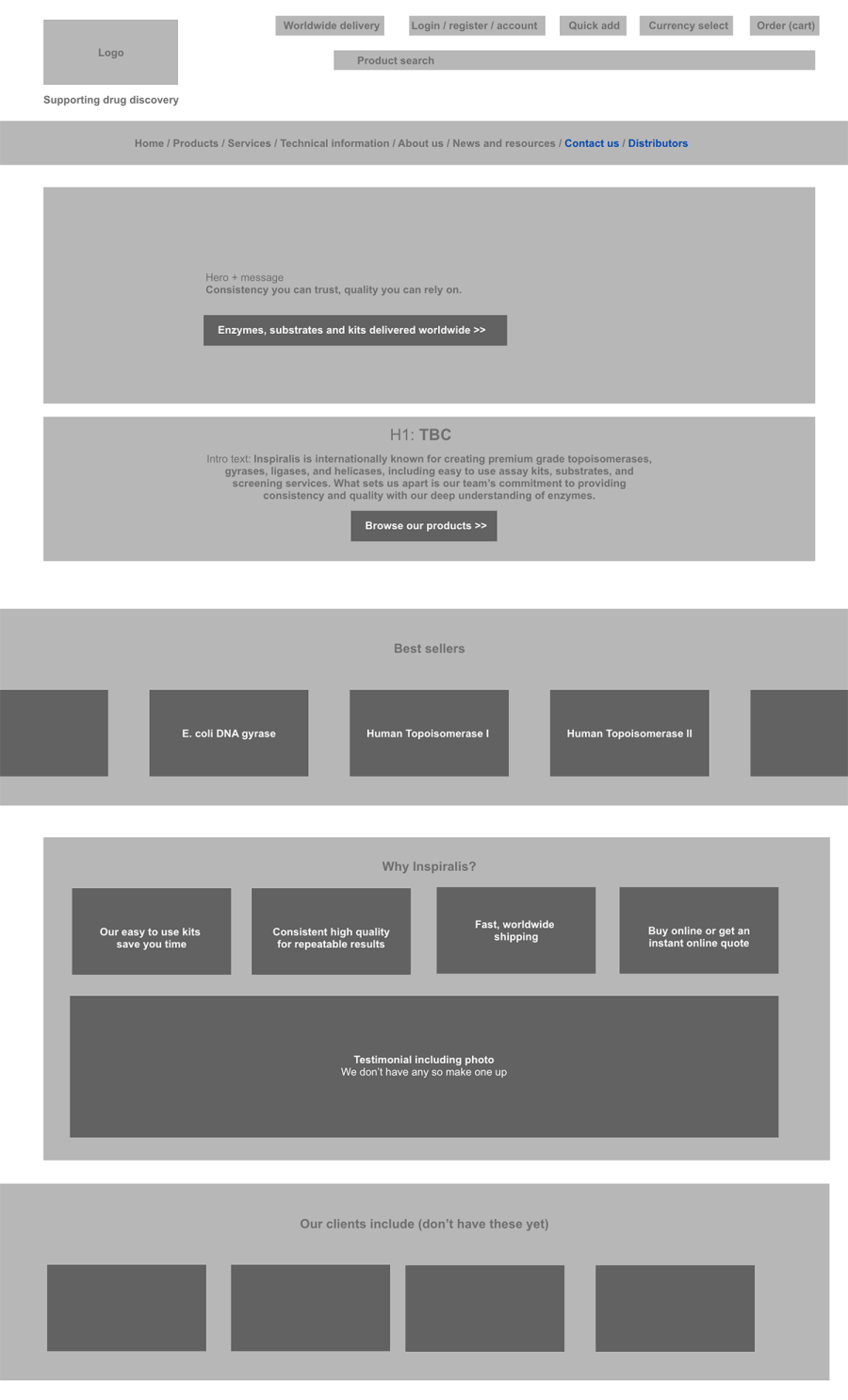 An example of a website wireframe