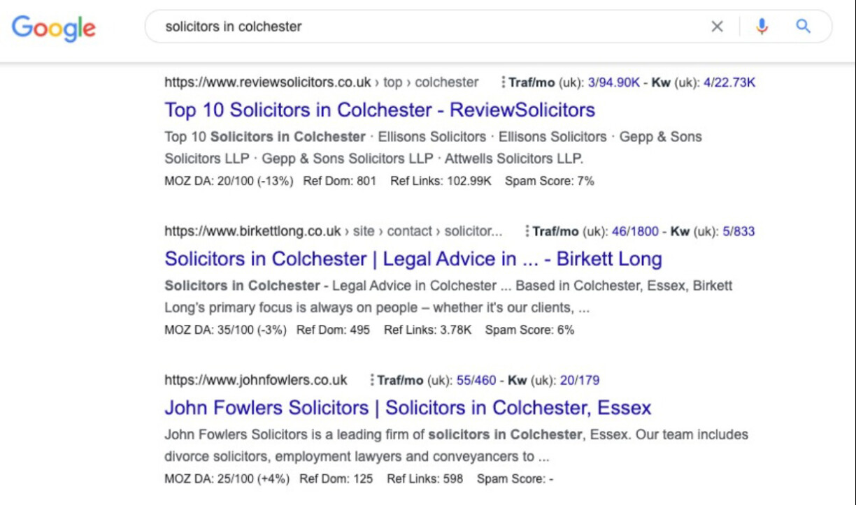 Solicitor Organic Listings